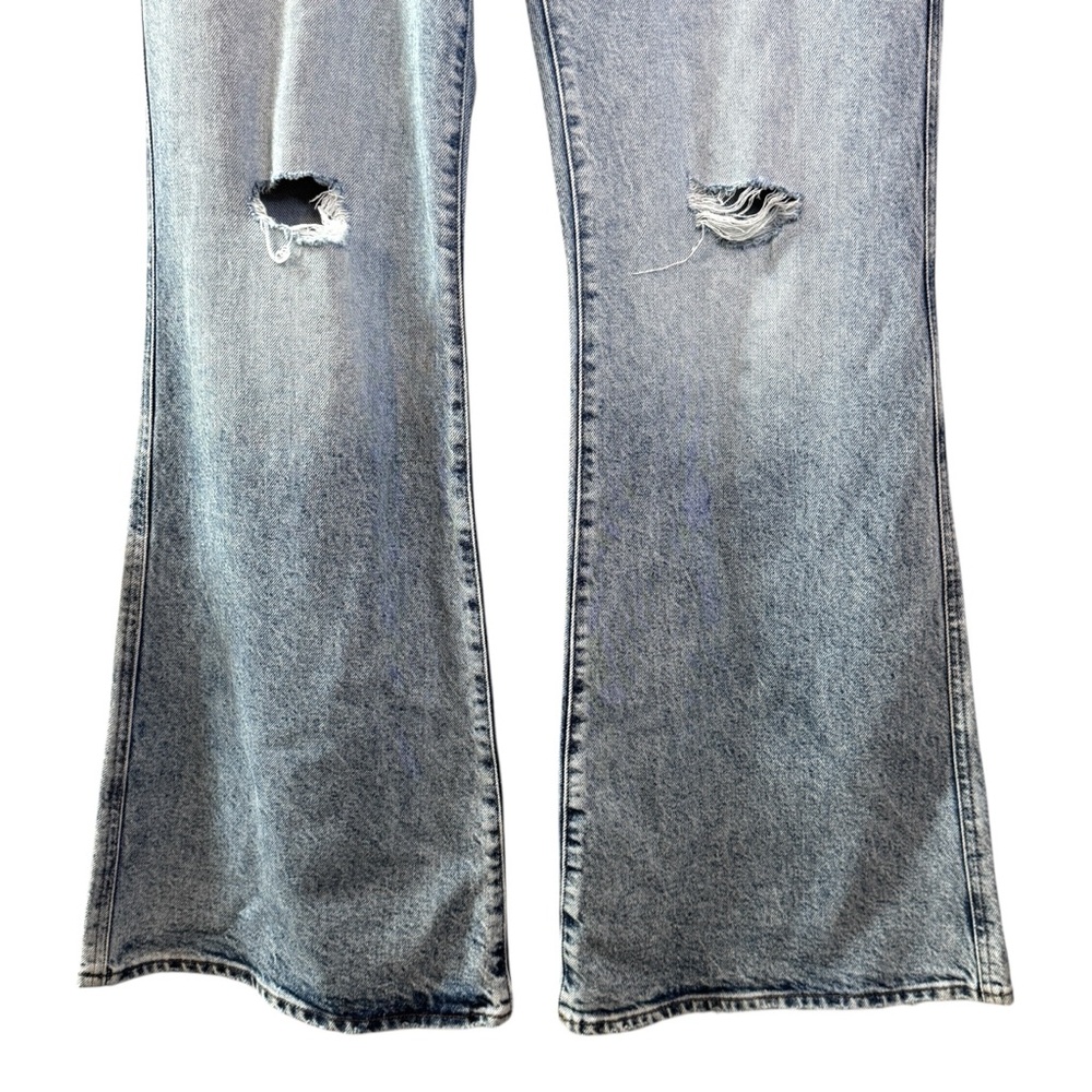 Express ‘70s flare mid rise two tone jeans women’s 10R ***measures 35” waist - Picture 4 of 15
